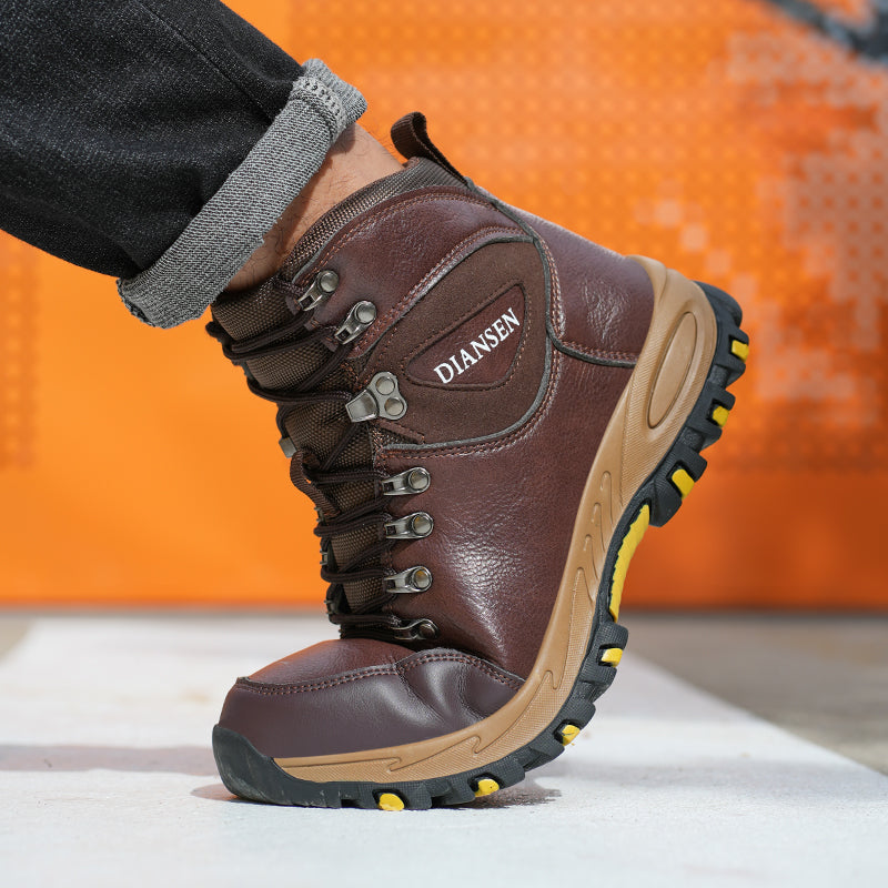 (⏰Zeitlich begrenzter Verkauf, 70 % Rabatt) Hochleistungs-Arbeitsstiefel mit Kevlar-Stahlkappe für Herren – schlag- und durchstichfest, wasserdicht, öl- und rutschfest – orthopädisch, Fußgewölbeunterstützung, breite Zehenpartie