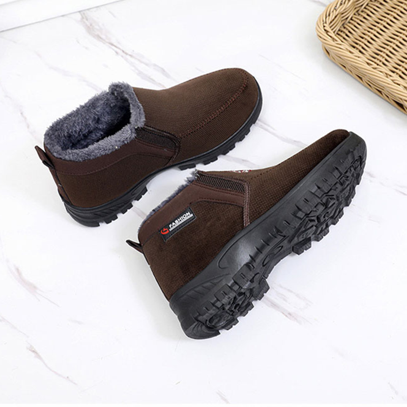 (⏰AUSVERKAUF 70 % RABATT)) Herren Winter 2024 Neue wasserdichte und rutschfeste Slip-On-Schuhe aus warmer Baumwolle mit Korrektur der Knöchelstütze und breiter Zehenstütze