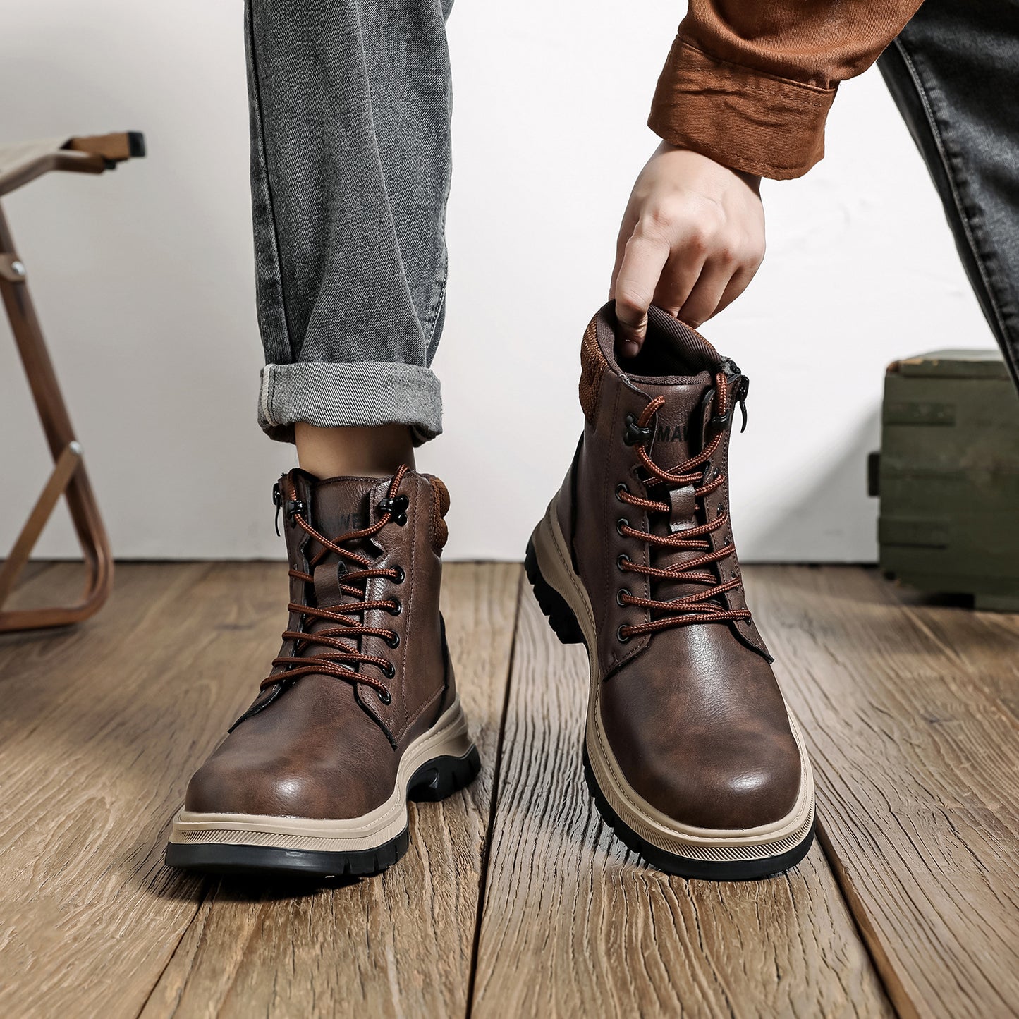 (⏰Zeitlich begrenzter Verkauf, 70 % Rabatt)Herrenstiefel mit Stahlkappe – wasserdicht, rutschfest, durchstoßfest, kratzfest und bruchsicher; orthopädische Fußgewölbestütze, Knöchelstütze, breite Zehenpartie