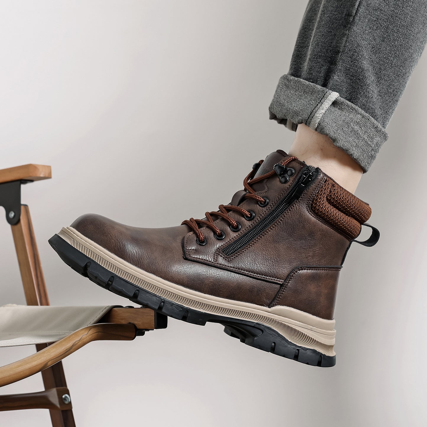 (⏰Zeitlich begrenzter Verkauf, 70 % Rabatt)Herrenstiefel mit Stahlkappe – wasserdicht, rutschfest, durchstoßfest, kratzfest und bruchsicher; orthopädische Fußgewölbestütze, Knöchelstütze, breite Zehenpartie