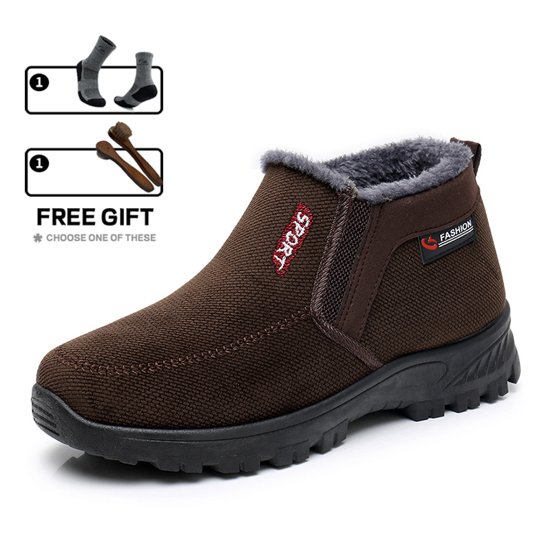 (⏰AUSVERKAUF 70 % RABATT)) Herren Winter 2024 Neue wasserdichte und rutschfeste Slip-On-Schuhe aus warmer Baumwolle mit Korrektur der Knöchelstütze und breiter Zehenstütze