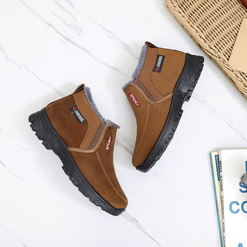 (⏰AUSVERKAUF 70 % RABATT)) Herren Winter 2024 Neue wasserdichte und rutschfeste Slip-On-Schuhe aus warmer Baumwolle mit Korrektur der Knöchelstütze und breiter Zehenstütze