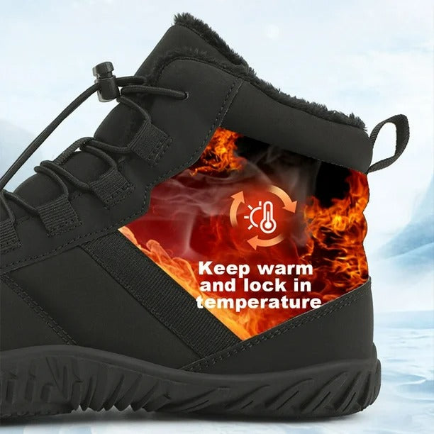 Warme Herren-Barfußstiefel aus Fleece mit breiter Zehenpartie, orthopädische Unterstützung, Schneestiefel, wasserdicht, rutschfest, Winterstiefel (medizinische Zertifizierung®️)
