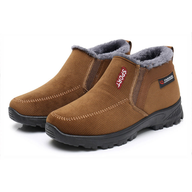 (⏰AUSVERKAUF 70 % RABATT)) Herren Winter 2024 Neue wasserdichte und rutschfeste Slip-On-Schuhe aus warmer Baumwolle mit Korrektur der Knöchelstütze und breiter Zehenstütze
