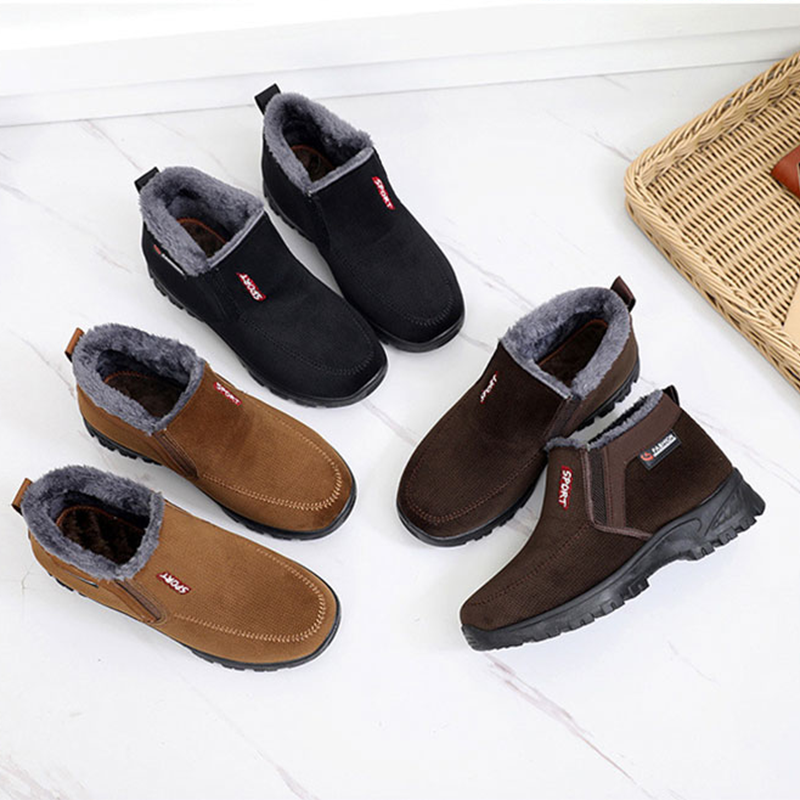 (⏰AUSVERKAUF 70 % RABATT)) Herren Winter 2024 Neue wasserdichte und rutschfeste Slip-On-Schuhe aus warmer Baumwolle mit Korrektur der Knöchelstütze und breiter Zehenstütze