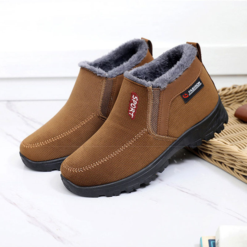 (⏰AUSVERKAUF 70 % RABATT)) Herren Winter 2024 Neue wasserdichte und rutschfeste Slip-On-Schuhe aus warmer Baumwolle mit Korrektur der Knöchelstütze und breiter Zehenstütze