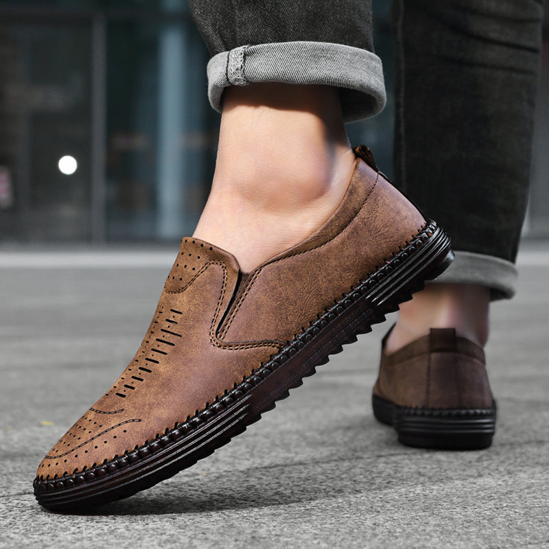 ⏰Zeitlich begrenzter Verkauf 70 % RABATT – Orthopädische Slipper aus Leder für Herren – Rutschfest, atmungsaktiv und bequem mit Fußgewölbeunterstützung für ganztägiges Tragen