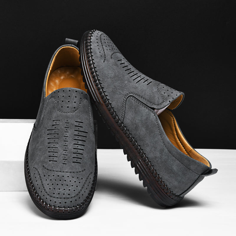 ⏰Zeitlich begrenzter Verkauf 70 % RABATT – Orthopädische Slipper aus Leder für Herren – Rutschfest, atmungsaktiv und bequem mit Fußgewölbeunterstützung für ganztägiges Tragen
