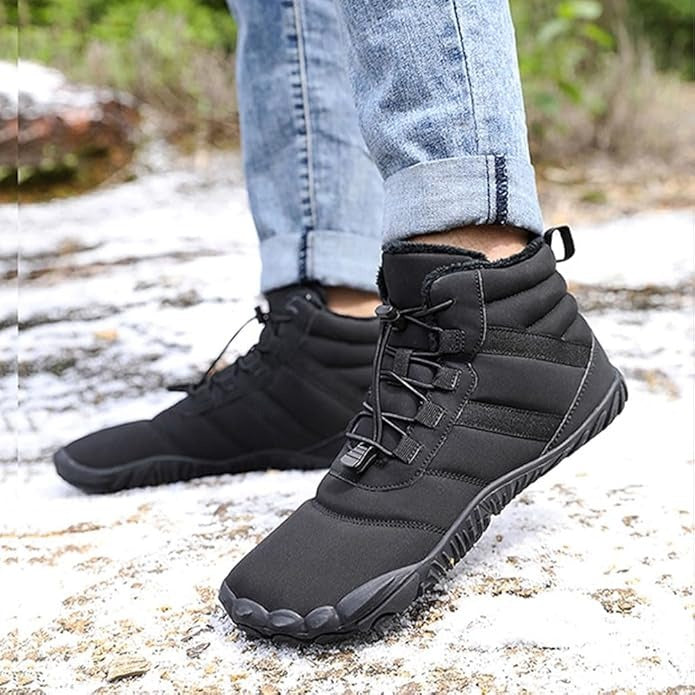 Warme Herren-Barfußstiefel aus Fleece mit breiter Zehenpartie, orthopädische Unterstützung, Schneestiefel, wasserdicht, rutschfest, Winterstiefel (medizinische Zertifizierung®️)