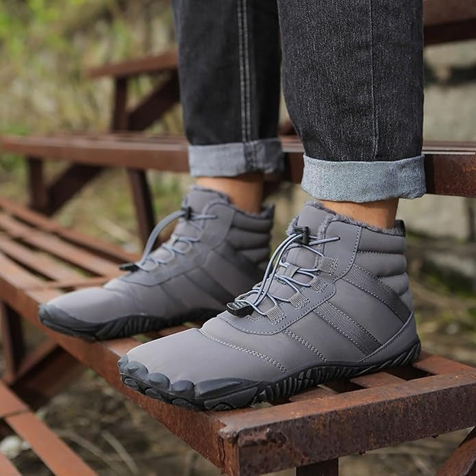 Warme Herren-Barfußstiefel aus Fleece mit breiter Zehenpartie, orthopädische Unterstützung, Schneestiefel, wasserdicht, rutschfest, Winterstiefel (medizinische Zertifizierung®️)