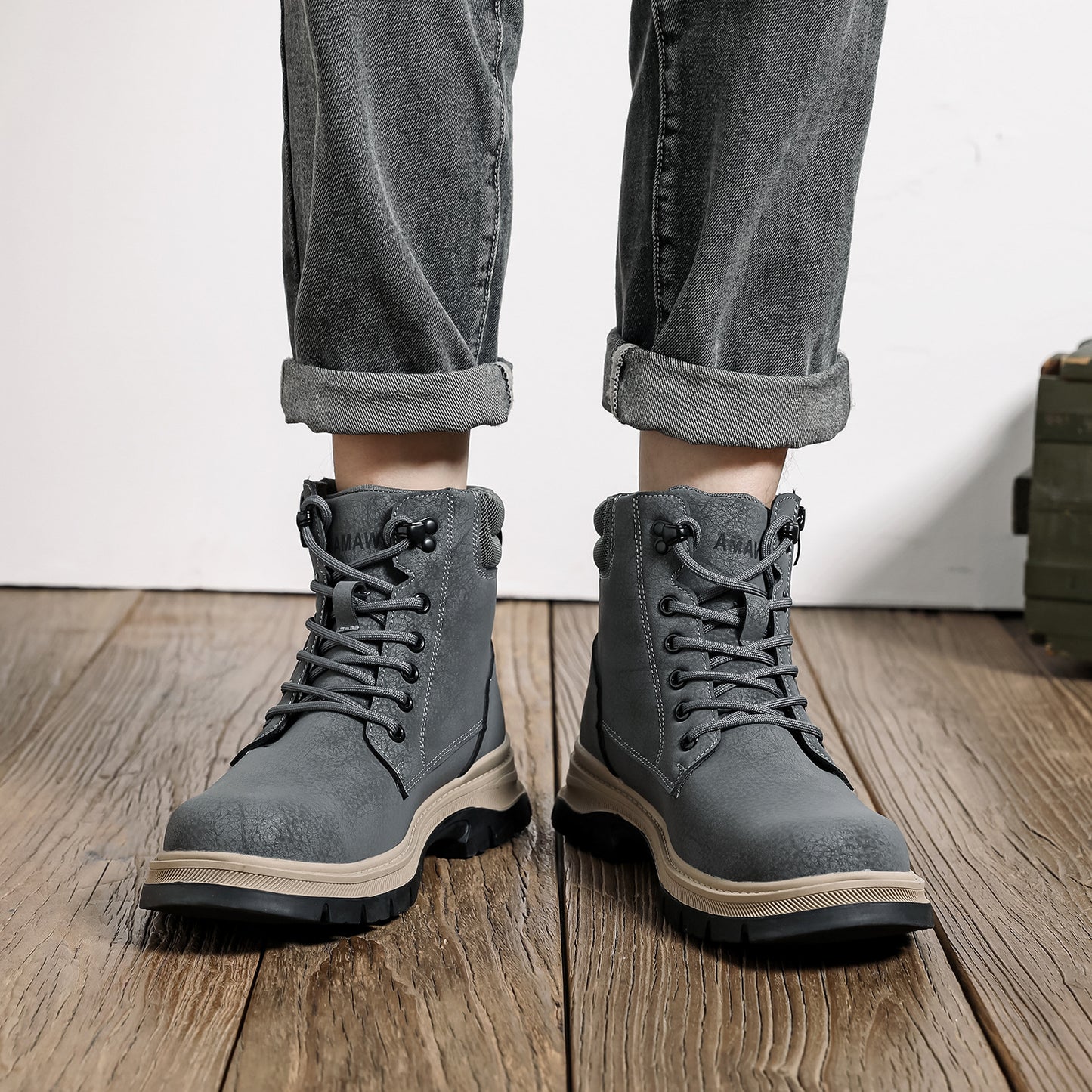 (⏰Zeitlich begrenzter Verkauf, 70 % Rabatt)Herrenstiefel mit Stahlkappe – wasserdicht, rutschfest, durchstoßfest, kratzfest und bruchsicher; orthopädische Fußgewölbestütze, Knöchelstütze, breite Zehenpartie