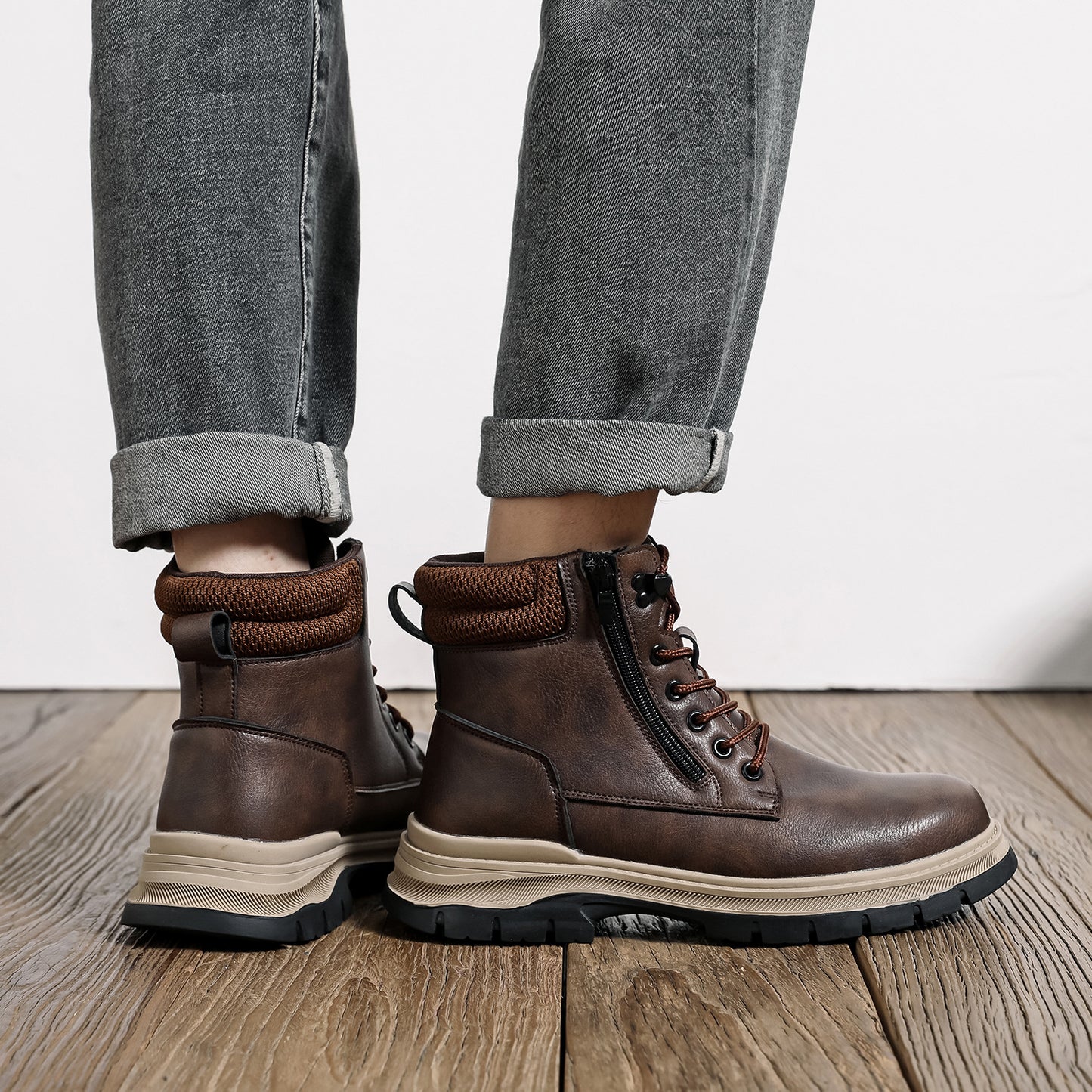 (⏰Zeitlich begrenzter Verkauf, 70 % Rabatt)Herrenstiefel mit Stahlkappe – wasserdicht, rutschfest, durchstoßfest, kratzfest und bruchsicher; orthopädische Fußgewölbestütze, Knöchelstütze, breite Zehenpartie