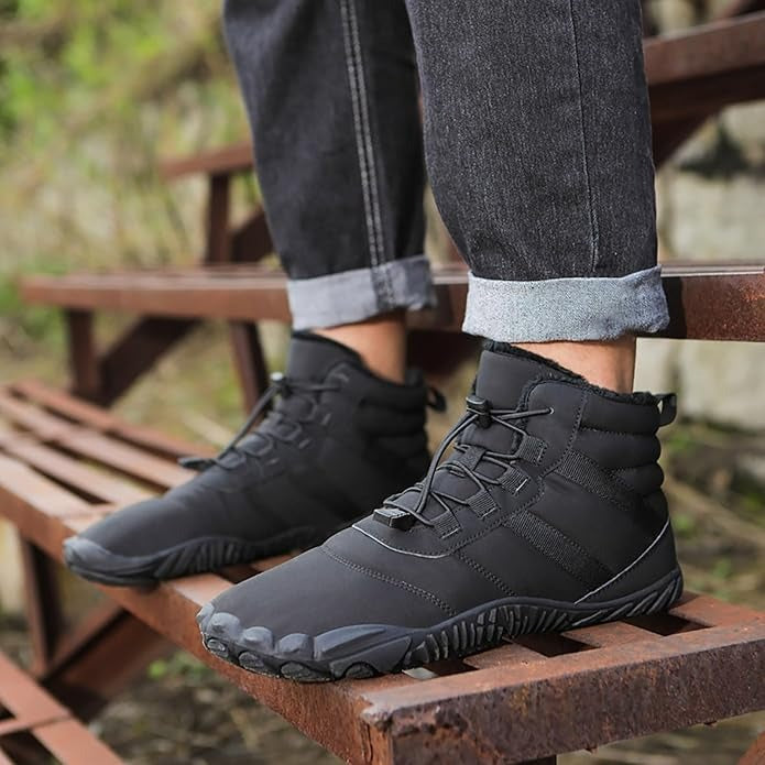 Warme Herren-Barfußstiefel aus Fleece mit breiter Zehenpartie, orthopädische Unterstützung, Schneestiefel, wasserdicht, rutschfest, Winterstiefel (medizinische Zertifizierung®️)