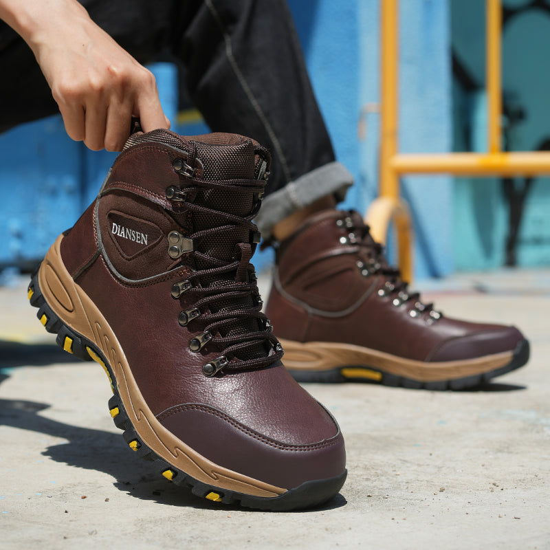 (⏰Zeitlich begrenzter Verkauf, 70 % Rabatt) Hochleistungs-Arbeitsstiefel mit Kevlar-Stahlkappe für Herren – schlag- und durchstichfest, wasserdicht, öl- und rutschfest – orthopädisch, Fußgewölbeunterstützung, breite Zehenpartie