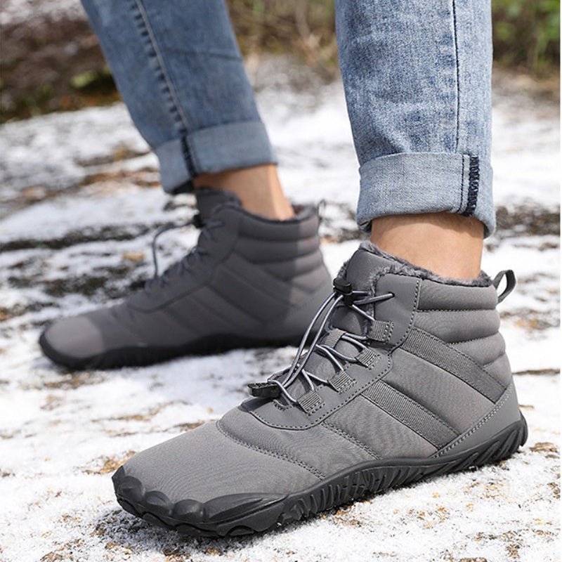 Warme Herren-Barfußstiefel aus Fleece mit breiter Zehenpartie, orthopädische Unterstützung, Schneestiefel, wasserdicht, rutschfest, Winterstiefel (medizinische Zertifizierung®️)