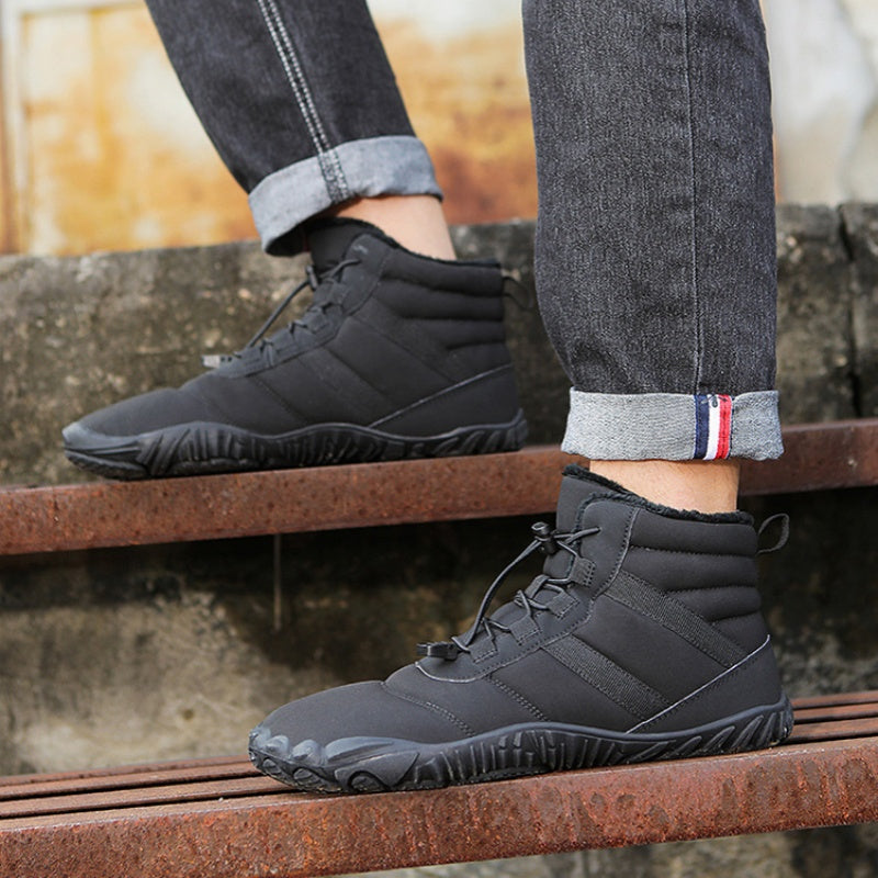 Warme Herren-Barfußstiefel aus Fleece mit breiter Zehenpartie, orthopädische Unterstützung, Schneestiefel, wasserdicht, rutschfest, Winterstiefel (medizinische Zertifizierung®️)