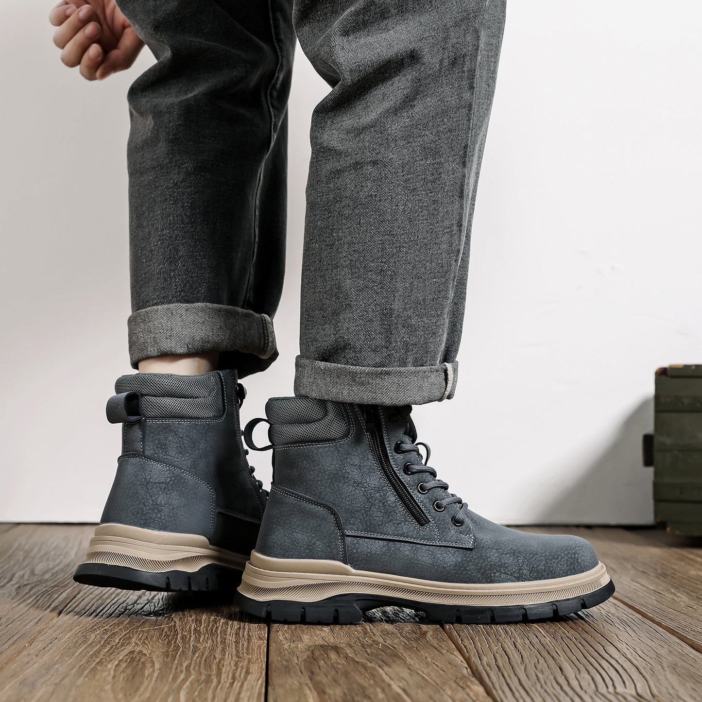 (⏰Zeitlich begrenzter Verkauf, 70 % Rabatt)Herrenstiefel mit Stahlkappe – wasserdicht, rutschfest, durchstoßfest, kratzfest und bruchsicher; orthopädische Fußgewölbestütze, Knöchelstütze, breite Zehenpartie