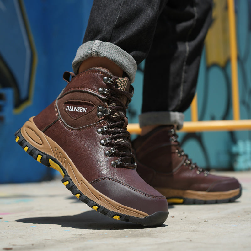 (⏰Zeitlich begrenzter Verkauf, 70 % Rabatt) Hochleistungs-Arbeitsstiefel mit Kevlar-Stahlkappe für Herren – schlag- und durchstichfest, wasserdicht, öl- und rutschfest – orthopädisch, Fußgewölbeunterstützung, breite Zehenpartie
