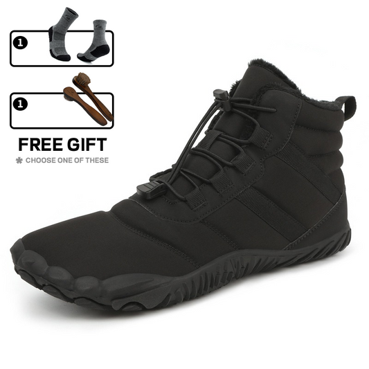 Warme Herren-Barfußstiefel aus Fleece mit breiter Zehenpartie, orthopädische Unterstützung, Schneestiefel, wasserdicht, rutschfest, Winterstiefel (medizinische Zertifizierung®️)
