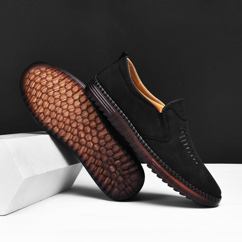 ⏰Zeitlich begrenzter Verkauf 70 % RABATT – Orthopädische Slipper aus Leder für Herren – Rutschfest, atmungsaktiv und bequem mit Fußgewölbeunterstützung für ganztägiges Tragen